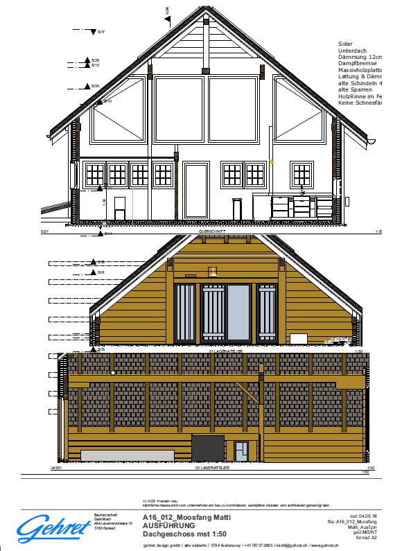 Attic Conversion Design Cross Section Single Family House - Gstaad, Switzerland